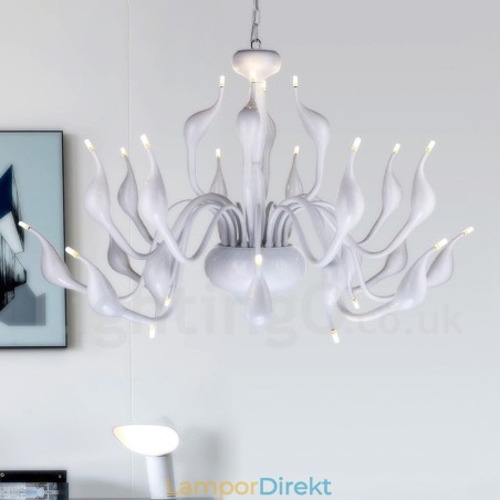 24 Lampor Modern Swan Ljuskrona Ljus G4 Vit Plätering 24 Lampor Modern Swan Ljuskrona Ljus G4 Vit Plätering