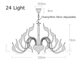24 Lampor Modern Swan Chandelier Light G4 Guldplätering