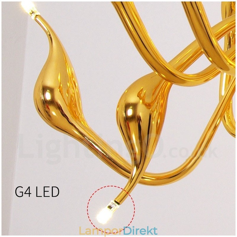 24 Lampor Modern Swan Chandelier Light G4 Guldplätering