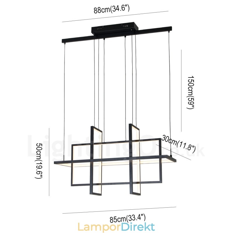 Dimbar Taklampa Modern Design Fyra Rektanglar