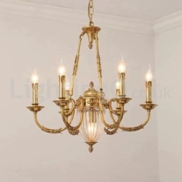 Lyx Fransk Helkoppar Kristallkrona Lampa Matsalsarmatur Ljuskrona