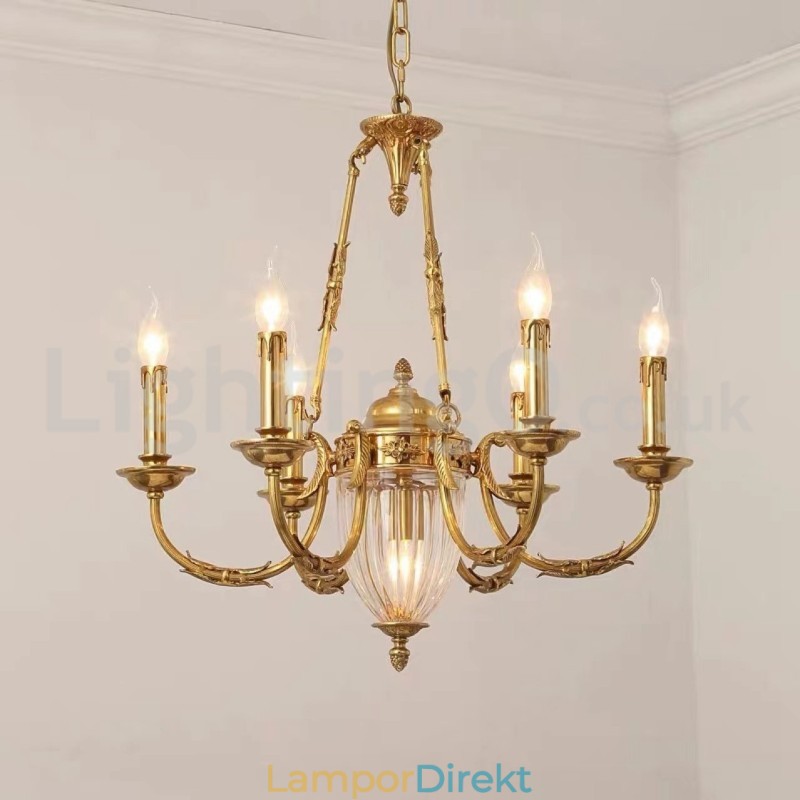 Lyx Fransk Helkoppar Kristallkrona Lampa Matsalsarmatur Ljuskrona