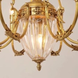 Lyx Fransk Helkoppar Kristallkrona Lampa Matsalsarmatur Ljuskrona