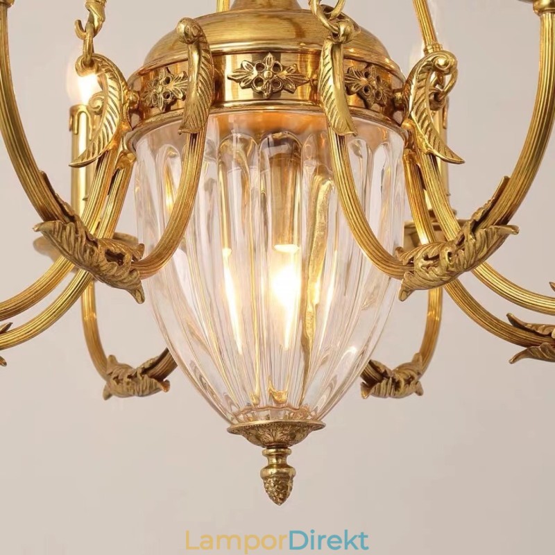 Lyx Fransk Helkoppar Kristallkrona Lampa Matsalsarmatur Ljuskrona