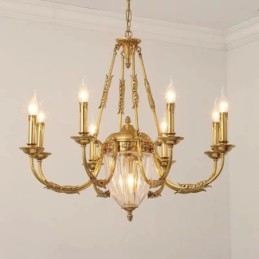 Lyx Fransk Helkoppar Kristallkrona Lampa Matsalsarmatur Ljuskrona
