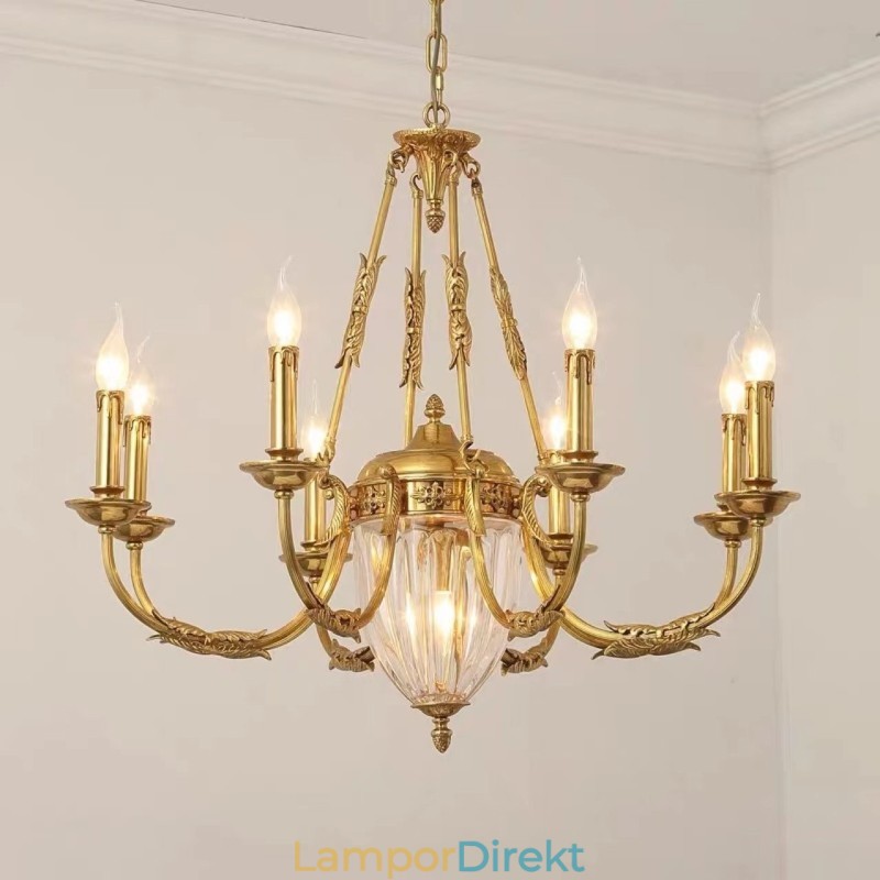 Lyx Fransk Helkoppar Kristallkrona Lampa Matsalsarmatur Ljuskrona