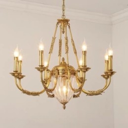 Lyx Fransk Helkoppar Kristallkrona Lampa Matsalsarmatur Ljuskrona