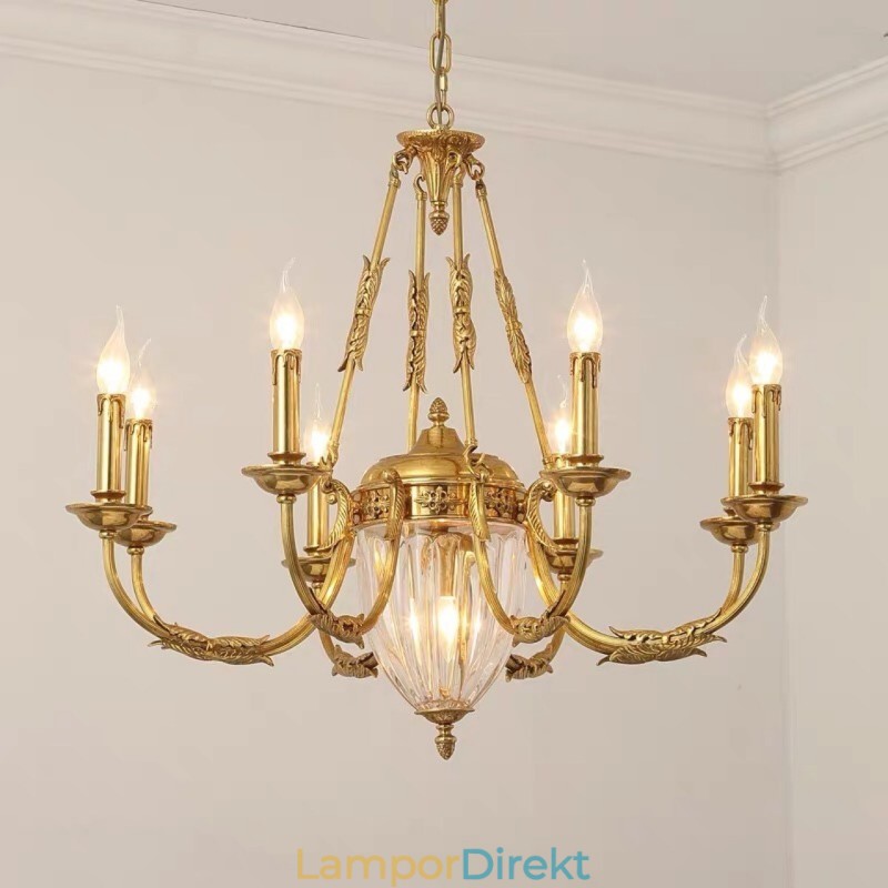 Lyx Fransk Helkoppar Kristallkrona Lampa Matsalsarmatur Ljuskrona