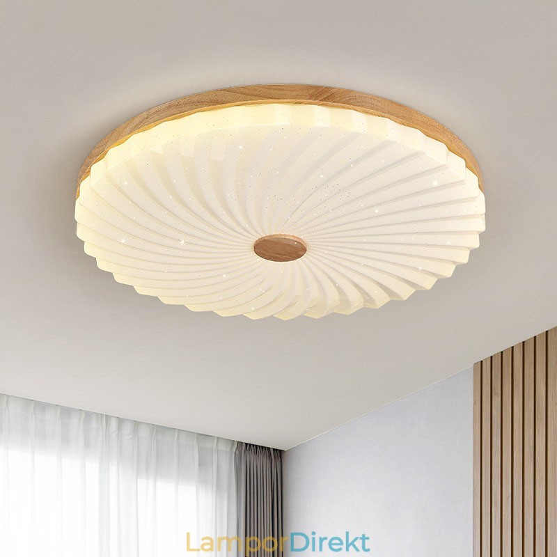 Nordic Round Enkel Modern Massivträ Infälld Taklampa