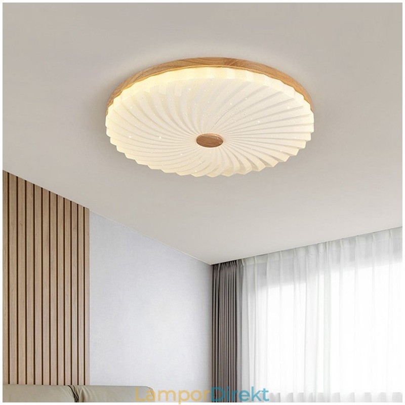 Nordic Round Enkel Modern Massivträ Infälld Taklampa