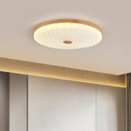 Nordic Round Enkel Modern Massivträ Infälld Taklampa