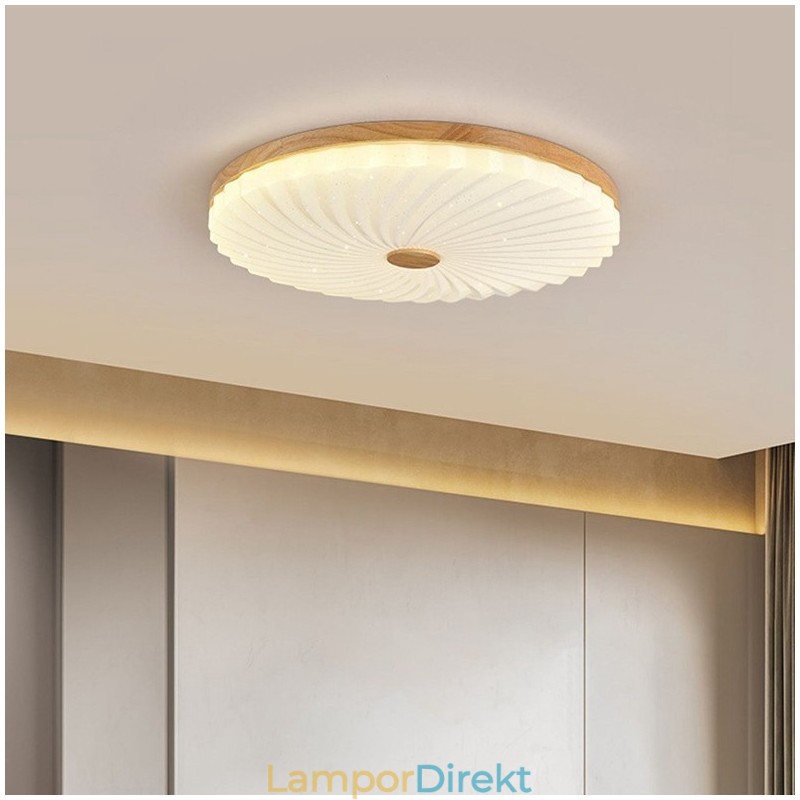 Nordic Round Enkel Modern Massivträ Infälld Taklampa