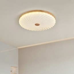 Nordic Round Enkel Modern Massivträ Infälld Taklampa