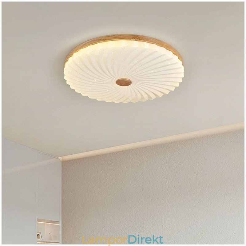 Nordic Round Enkel Modern Massivträ Infälld Taklampa