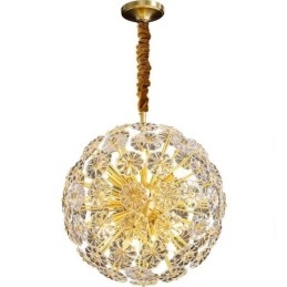 Nordisk Sfärisk Mässing Maskros Crystal Pendellampa