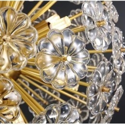 Nordisk Sfärisk Mässing Maskros Crystal Pendellampa