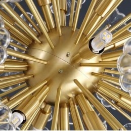 Nordisk Sfärisk Mässing Maskros Crystal Pendellampa