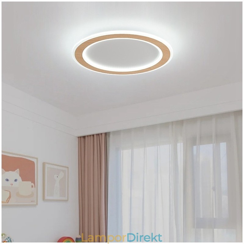 Runt Trä Modern Infälld Taklampa Inomhusbelysningsarmatur