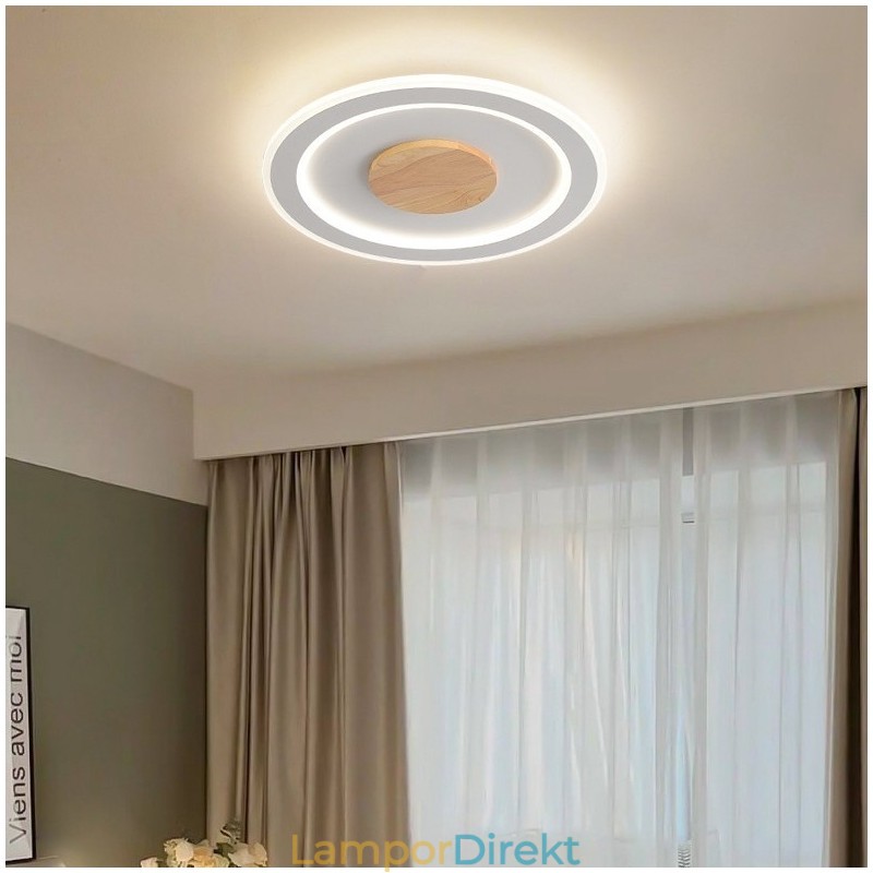 Runt Trä Modern Infälld Taklampa Inomhusbelysningsarmatur