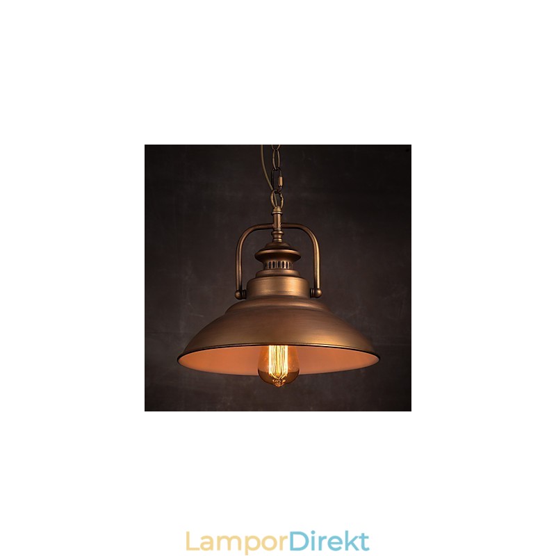 Retro Taklampa Med Metallparaplyskärm I Gammal Fabriksstil