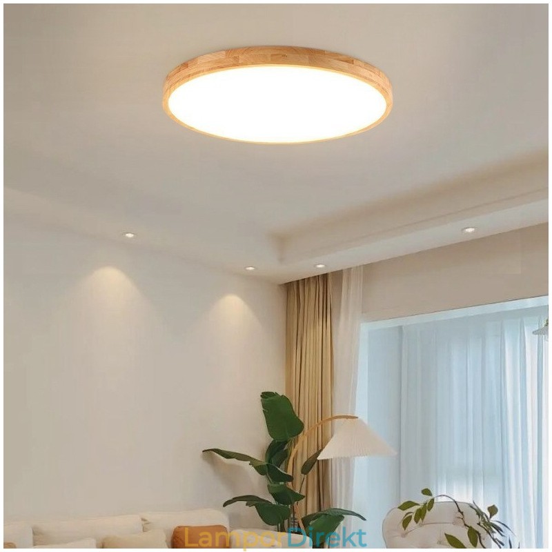 Runt Trä Modern Infälld Taklampa Inomhusbelysningsarmatur