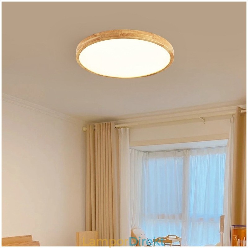 Runt Trä Modern Infälld Taklampa Inomhusbelysningsarmatur