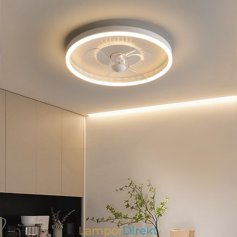 Modern Rund Ultratunn Tyst Osynlig Full Spectrum Ögonskydd Dimbar Infälld Fläktlampa