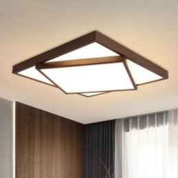 Tvåvånings Fyrkantig Svart Valnötsträ Modern Modern Nordisk Stil Infälld Taklampa I Trä Kan Också Användas Som Vägglampa