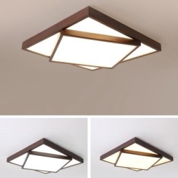 Tvåvånings Fyrkantig Svart Valnötsträ Modern Modern Nordisk Stil Infälld Taklampa I Trä Kan Också Användas Som Vägglampa