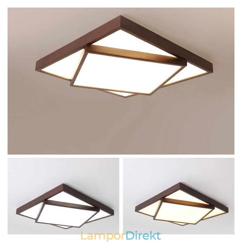 Tvåvånings Fyrkantig Svart Valnötsträ Modern Modern Nordisk Stil Infälld Taklampa I Trä Kan Också Användas Som Vägglampa