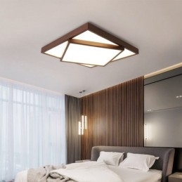 Tvåvånings Fyrkantig Svart Valnötsträ Modern Modern Nordisk Stil Infälld Taklampa I Trä Kan Också Användas Som Vägglampa