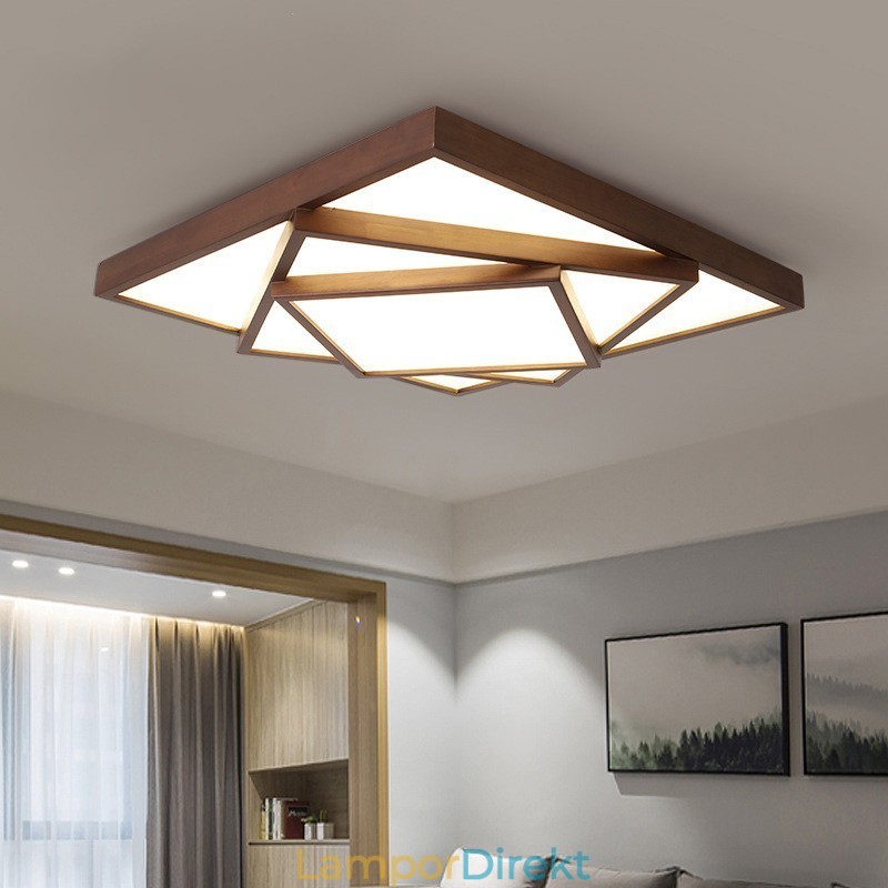 3 Våningar Fyrkantigt Svart Valnötsträ Modern Samtida Nordisk Stil Infälld Taklampa I Trä Kan Också Användas Som Vägglampa