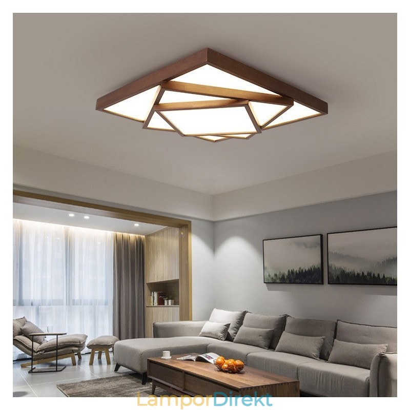 3 Våningar Fyrkantigt Svart Valnötsträ Modern Samtida Nordisk Stil Infälld Taklampa I Trä Kan Också Användas Som Vägglampa