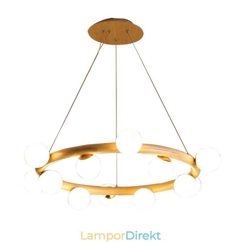 Nordic Ring Enkel Modern Trähängande Ljuskrona Med Bönor
