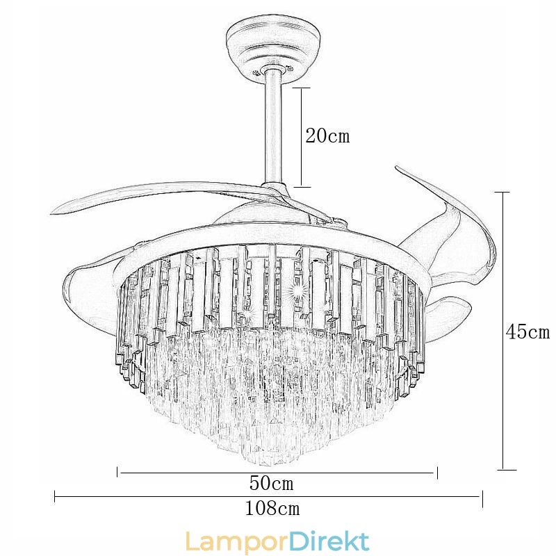 Infällbar Takfläkt Light Crystal Takfläkt