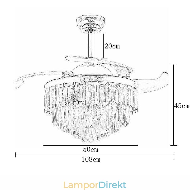 Infällbar Takfläkt Light Crystal Takfläkt
