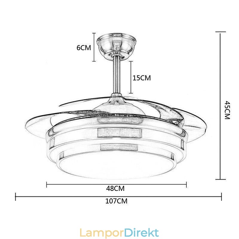 Modern Takfläktlampa Abs Fläktblad Akrylbelysning