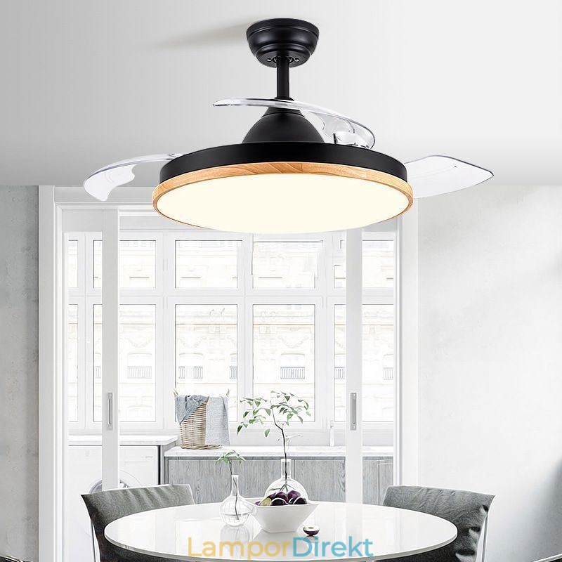 Modern Inverter Takfläkt Ljus Fjärrkontroll Taklampa Tricolor Dimming