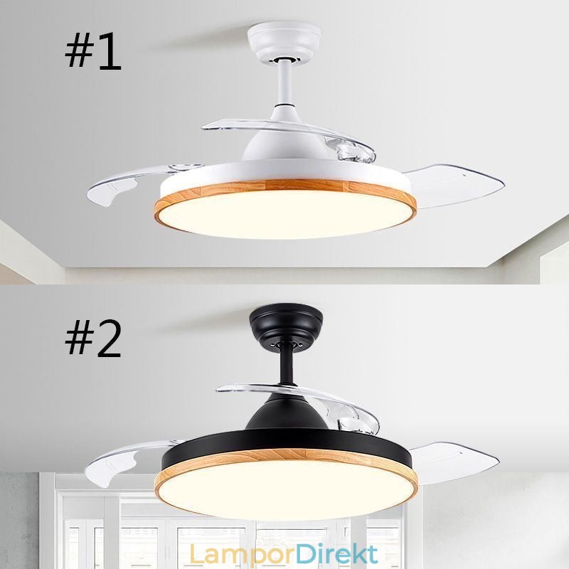 Modern Inverter Takfläkt Ljus Fjärrkontroll Taklampa Tricolor Dimming