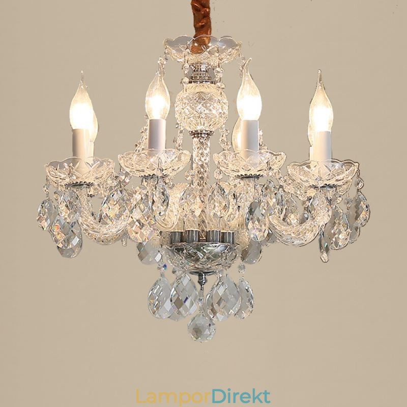 Europeisk Klar Kristallkrona Glas Ljuskropp 8 Lampor