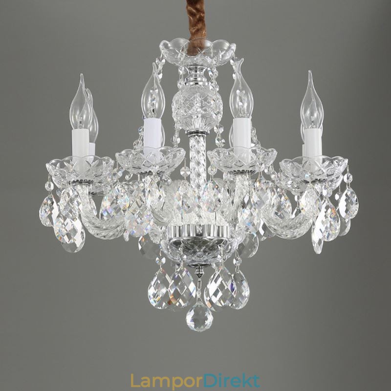 Europeisk Klar Kristallkrona Glas Ljuskropp 8 Lampor