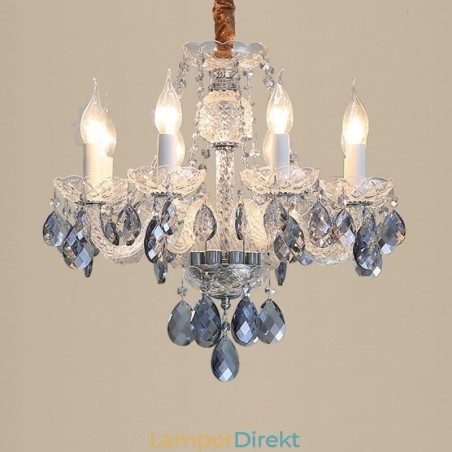 Europeisk Blå Kristallkrona Glas Ljuskropp 8 Lampor Europeisk Blå Kristallkrona Glas Ljuskropp 8 Lampor