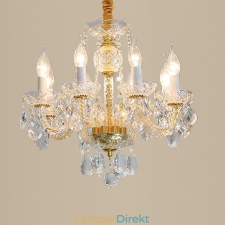Europeisk Klar Kristallkrona Glas Lampkropp 8 Lampor Guld Kropp Taklampa Europeisk Klar Kristallkrona Glas Lampkropp 8 Lampor Guld Kropp Taklampa