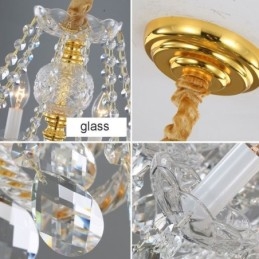 Europeisk Klar Kristallkrona Glas Lampkropp 8 Lampor Guld Kropp Taklampa