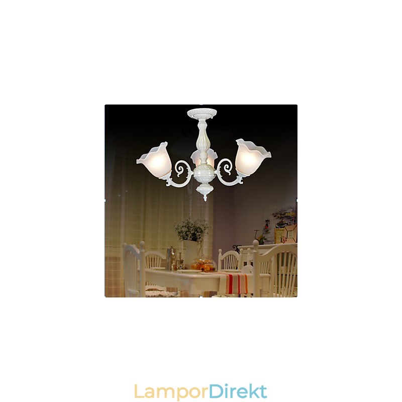 Flush Mount Three Lights White European Retro Classic