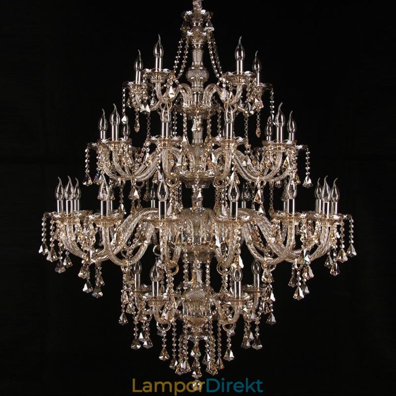 Cognac Kristallkrona Taklampa Med 35 Lampor