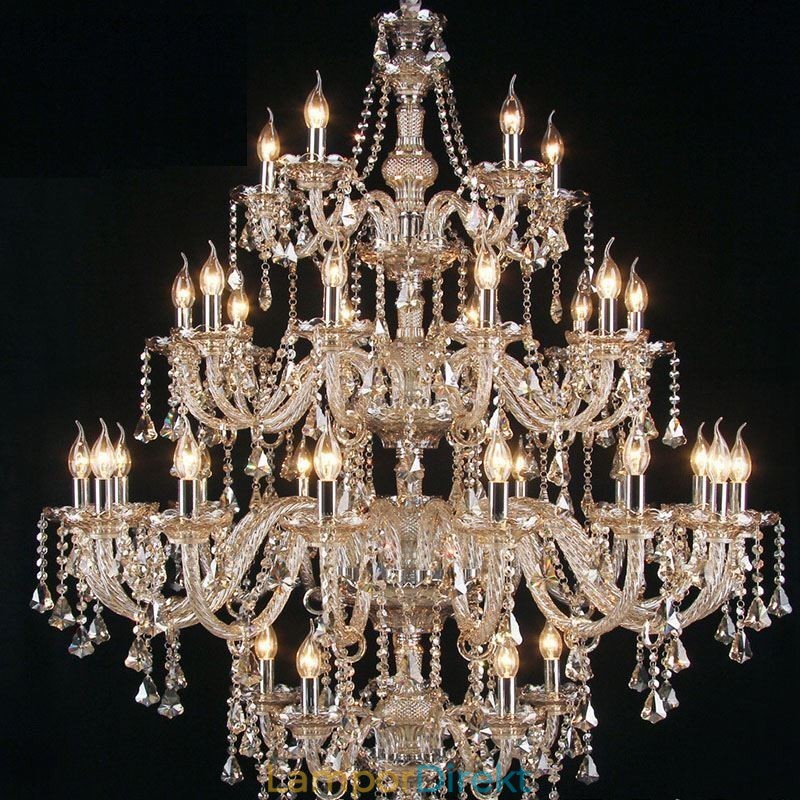 Cognac Kristallkrona Taklampa Med 35 Lampor