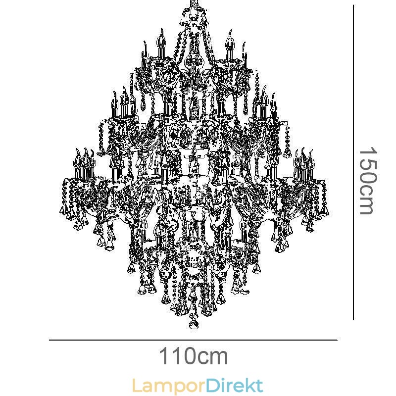 Cognac Kristallkrona Taklampa Med 35 Lampor