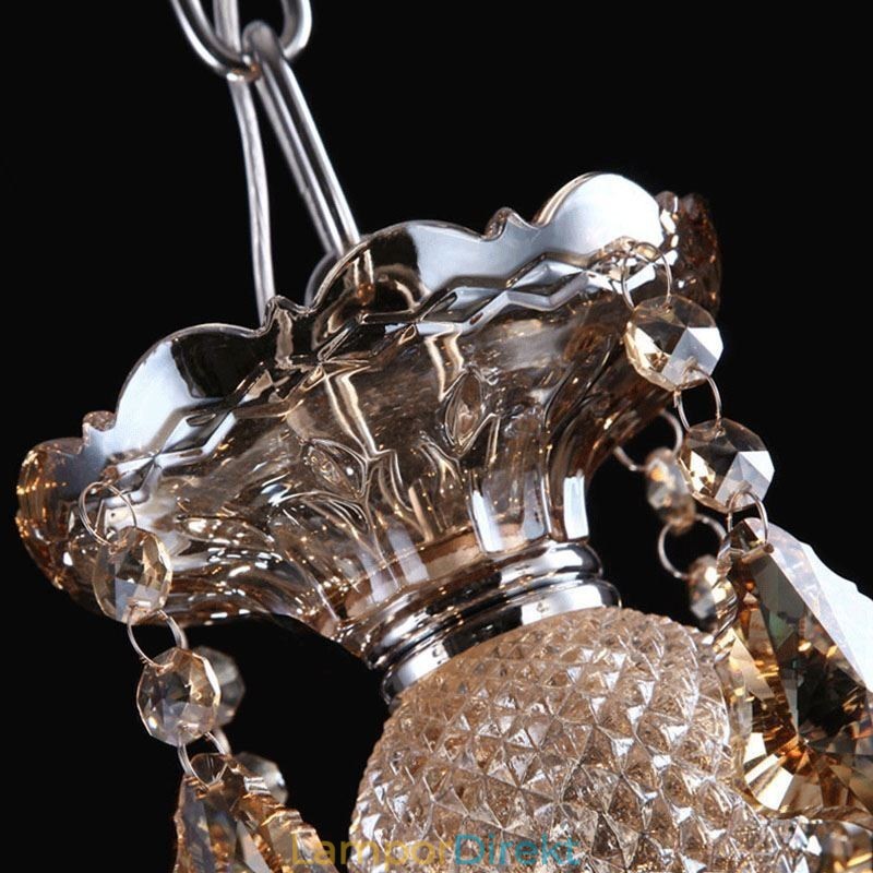 Cognac Kristallkrona Taklampa Med 35 Lampor