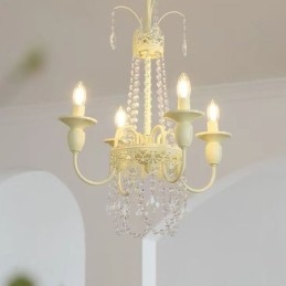 Nordic Crystal Chandelier Paint Craft Cream Taklampa